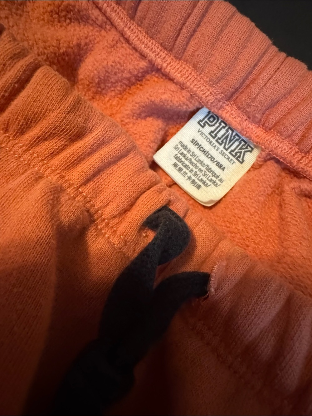 PINK Victoria's Secret Rust Orange Sweatpants with Black PINK Logo - Picture 3 of 6